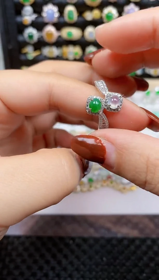 银S925镶嵌戒指翡翠135