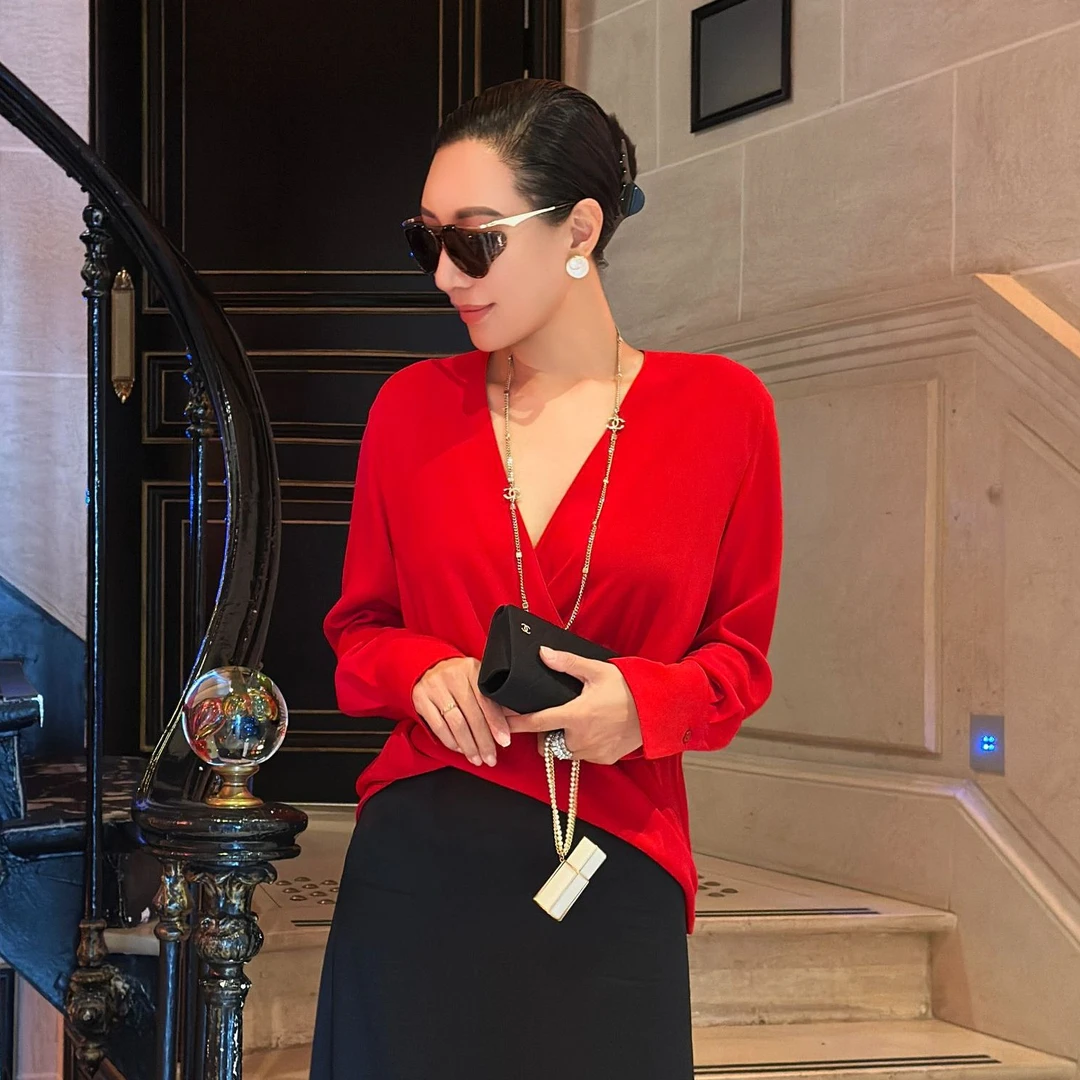 【Do.Fashion欧阳】“性感女神” 红色秀场交叠结构衬衫