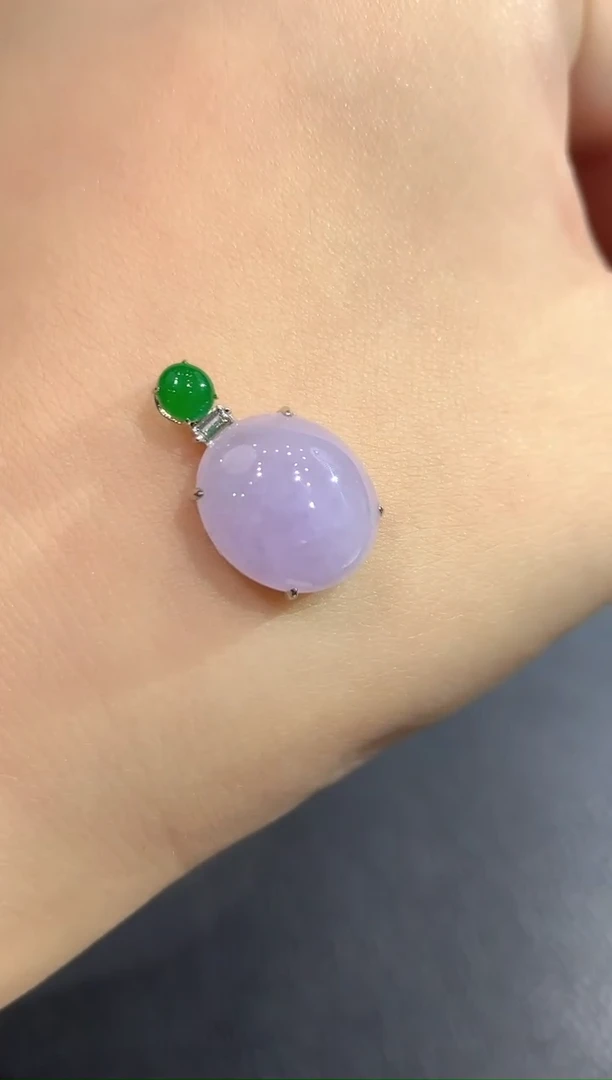 吊坠(不含链)18K金镶嵌翡翠17-吊坠