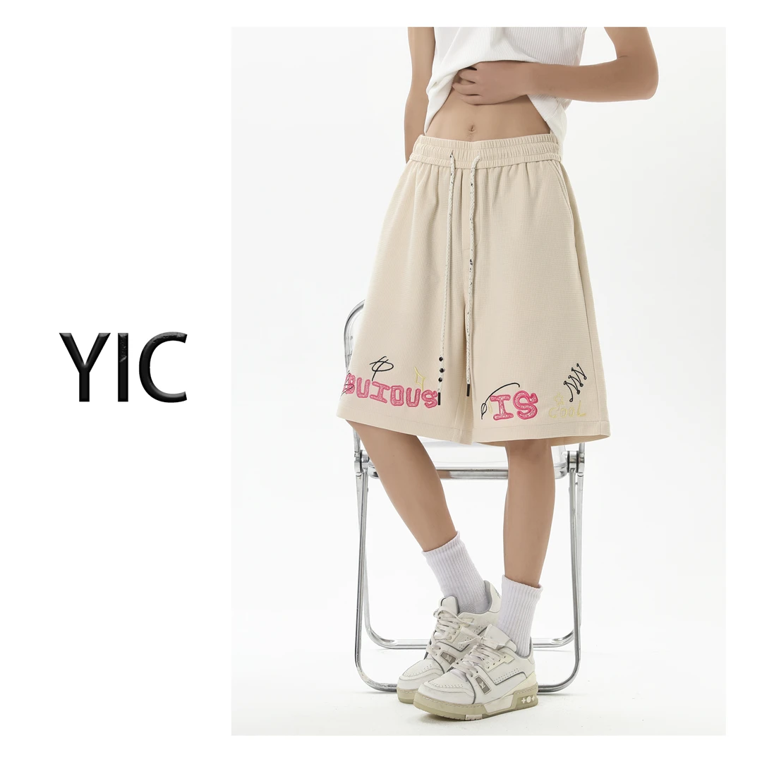 2025新款刺绣夏季日系薄款成人简约风百搭外穿宽松休闲风短裤男