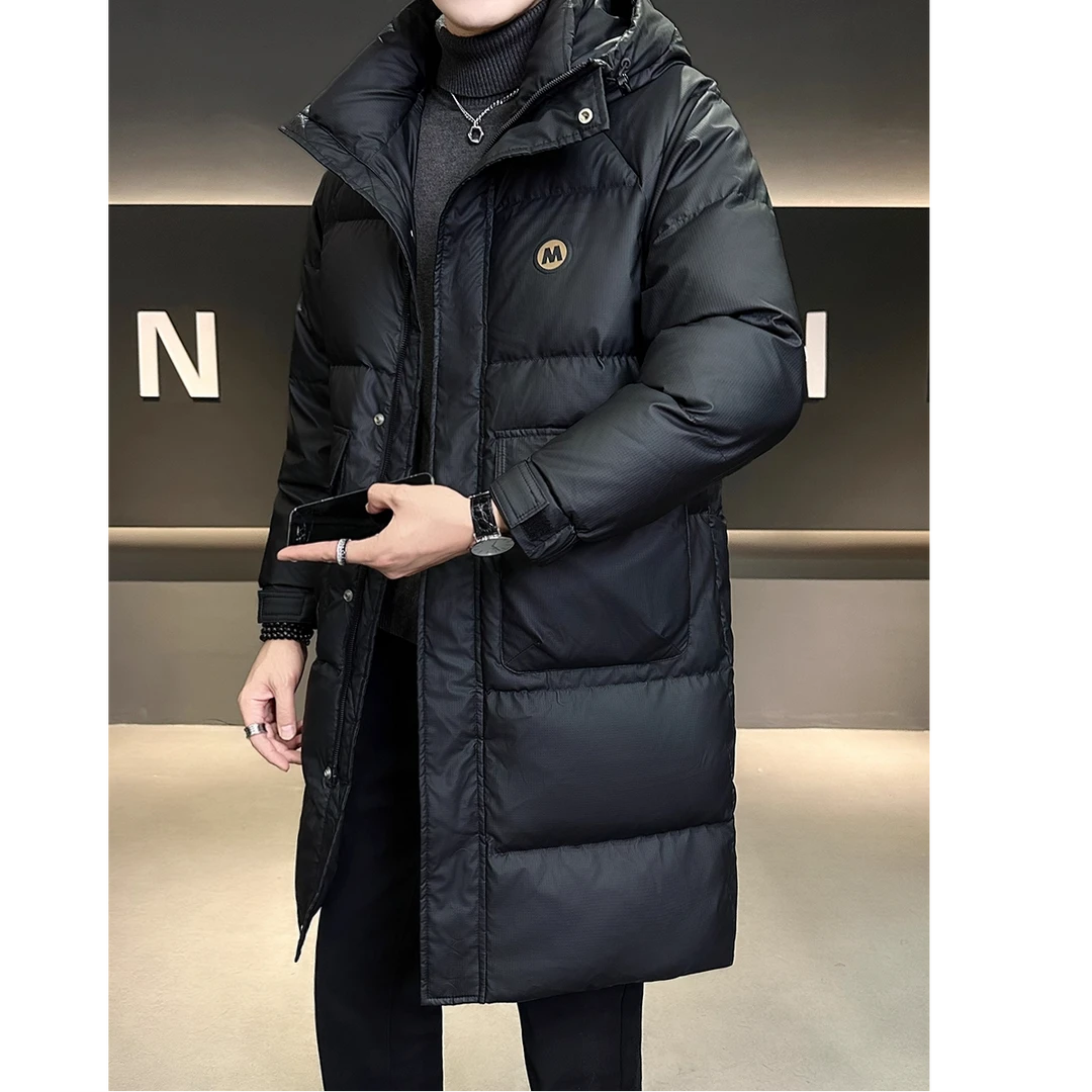 羽绒服男中长款冬季2025新款连帽休闲帅气时尚高端防水冬装外套男