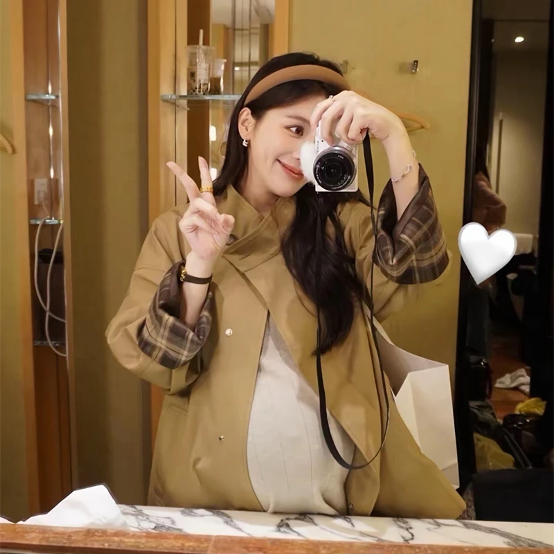 YPP！【英伦游记】高级经典撞色袖口中长款廓形显瘦宽松英伦风衣