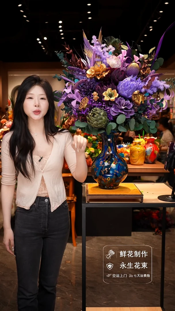 手工艺品琉璃手工花器花束空运包邮送货上门-以图片为准