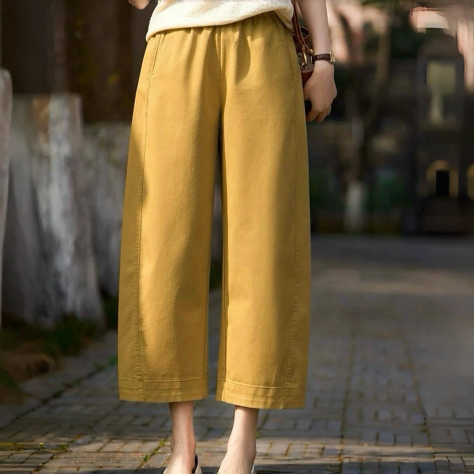 天丝棉九分山本裤女夏季薄款松紧腰休闲裤气球裤