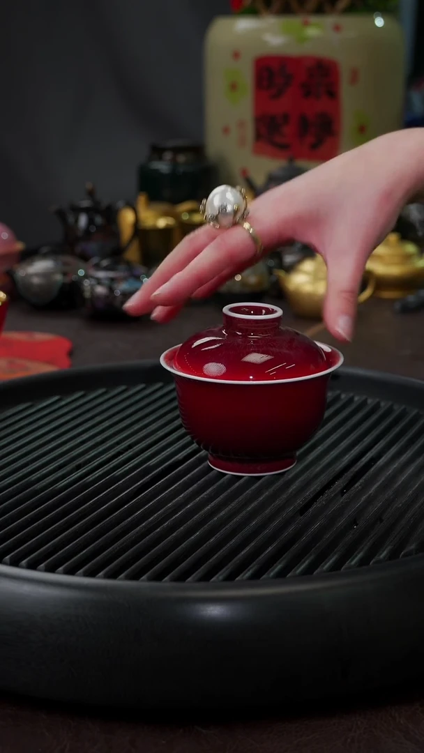 【闪购商品】杯【宜景窑郎红】盖碗