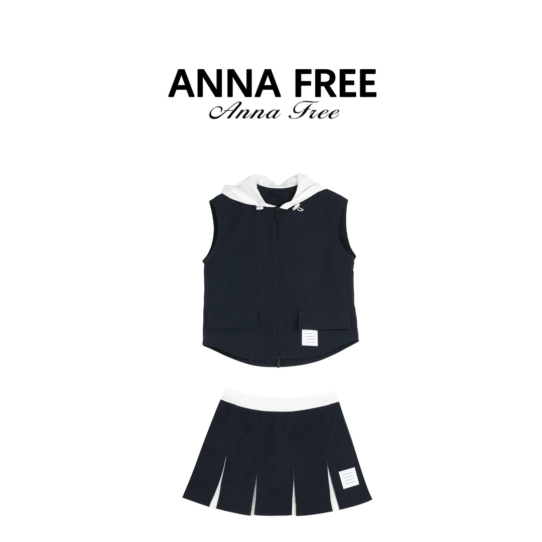 ANNA FREE 休闲轻奢时尚潮流连帽上衣半裙套装ZCM25172