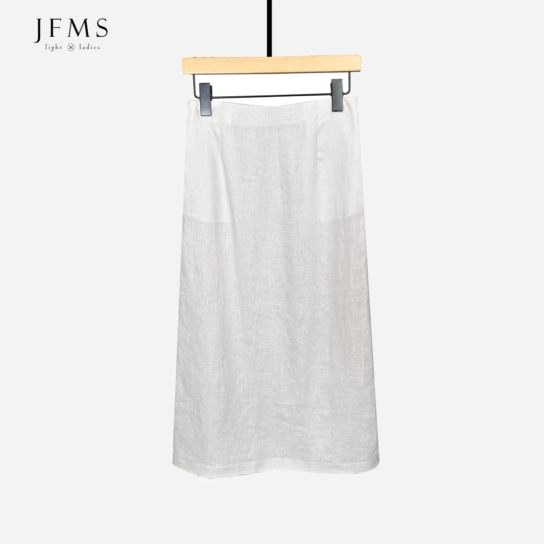 JFMS100%亚麻瘦显高级半身裙B611气质白色时尚休闲百搭夏季不