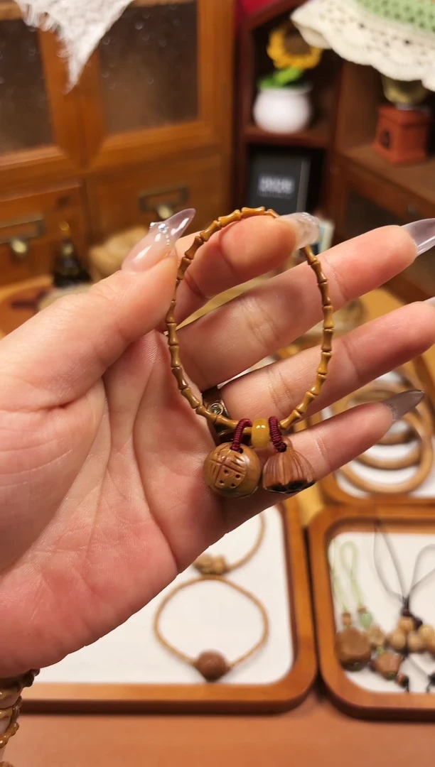 手串桃核竹节手串   福字加莲蓬 备注手围