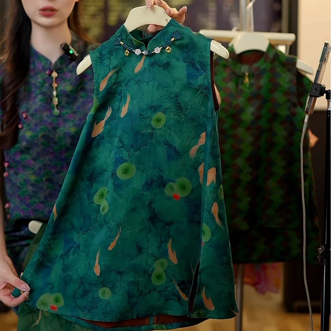 【琨萱】“好运锦鲤”2025新中式桑蚕丝香云纱高定汉服裙SS66Q147