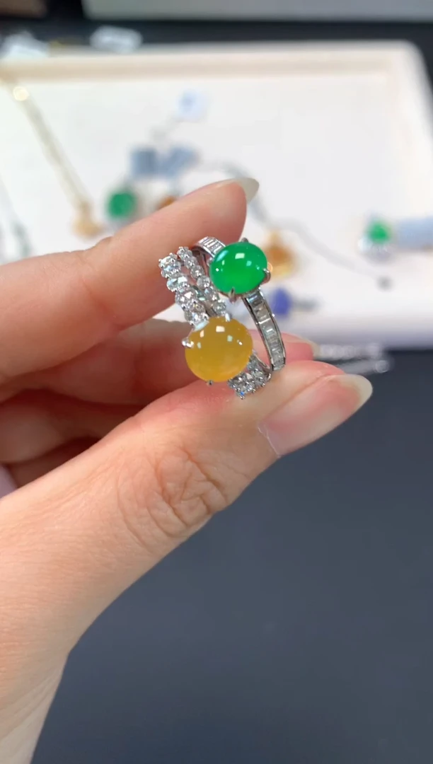 【闪购商品】翡翠戒指18K金镶嵌A71| 19800