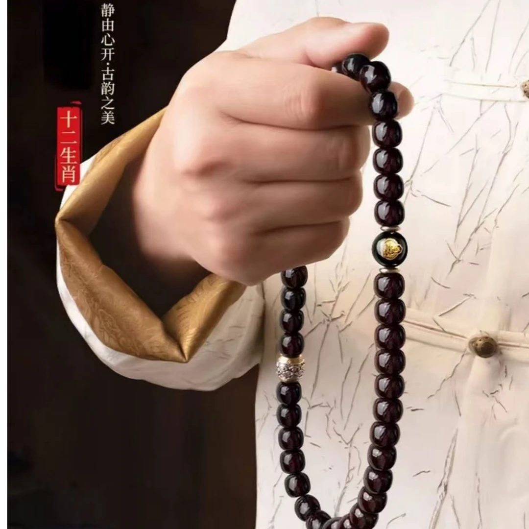 【十二生肖】菩提双圈手串溏心老料生肖文玩老型桶珠赠送加厚盘玩袋