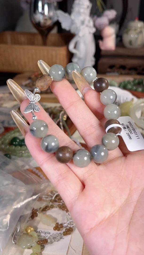 银S925镶嵌手链和田玉多样性发其一孤品默认微瑕