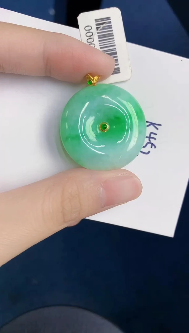 颈饰18K金镶嵌翡翠天然翡翠缅甸A货