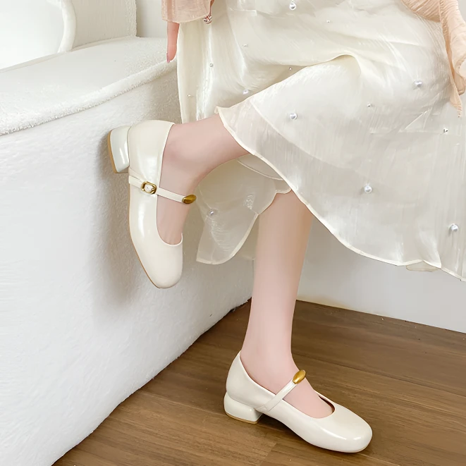 真皮法式高跟玛丽珍单鞋女鞋2025春秋新款小皮鞋不累脚通勤鞋子