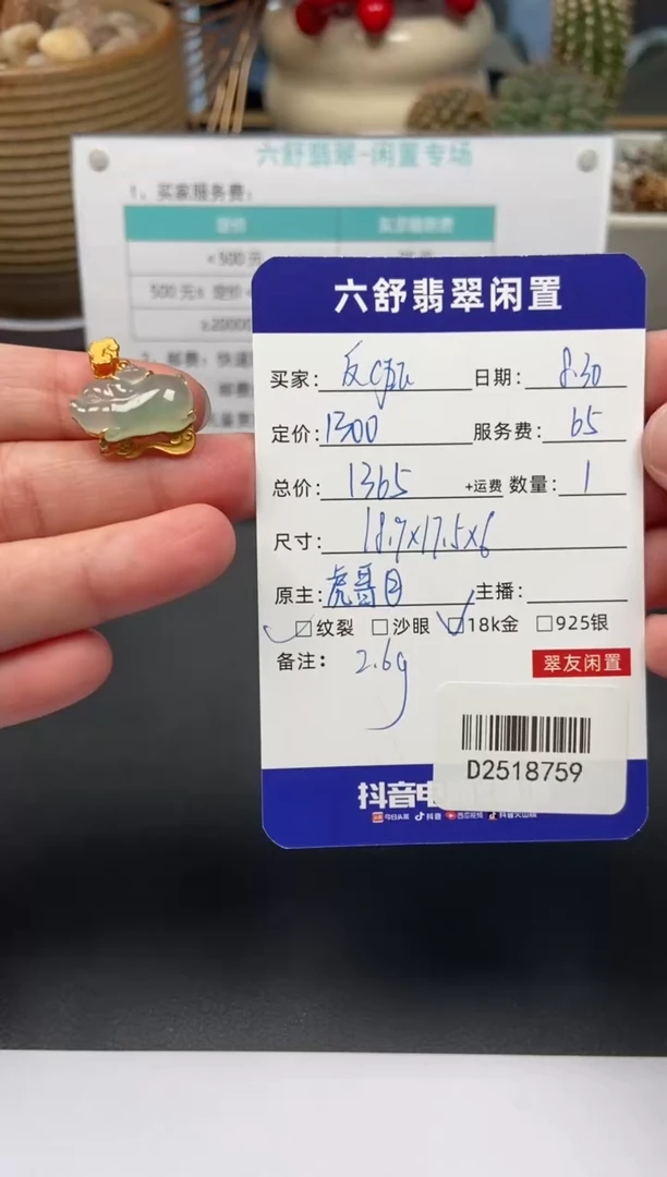 颈饰18K金镶嵌翡翠反****师D2518759