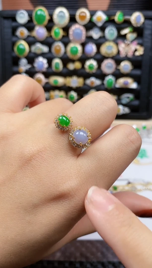 银S925镶嵌戒指翡翠274