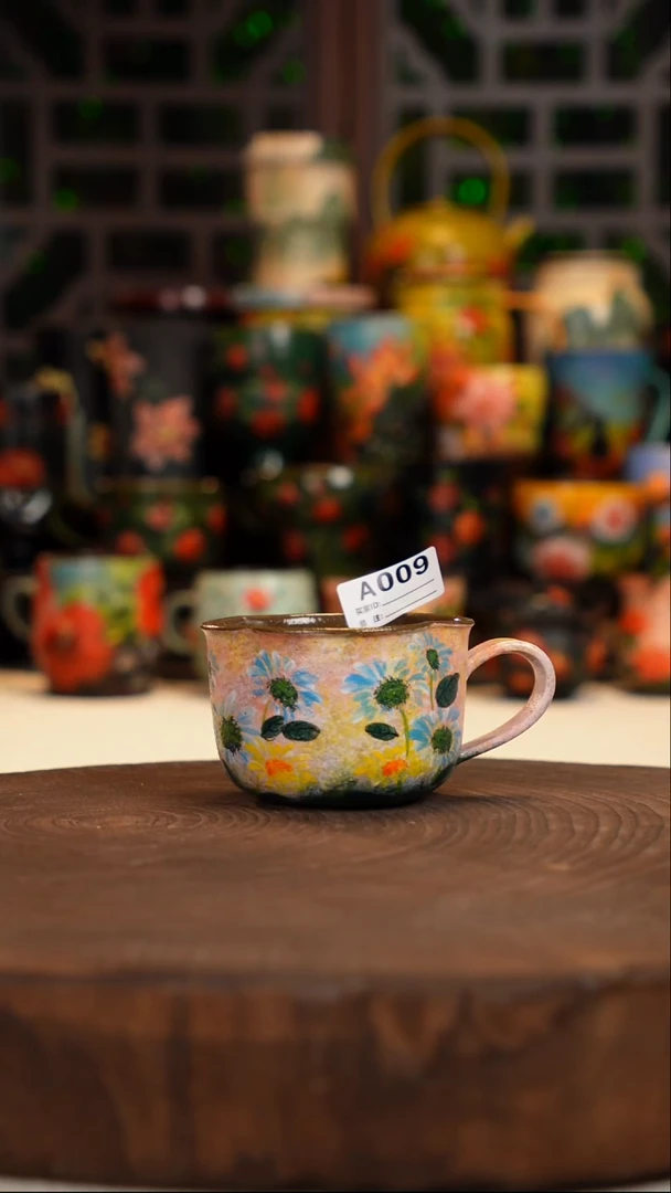 油画手绘釉下彩杯子009