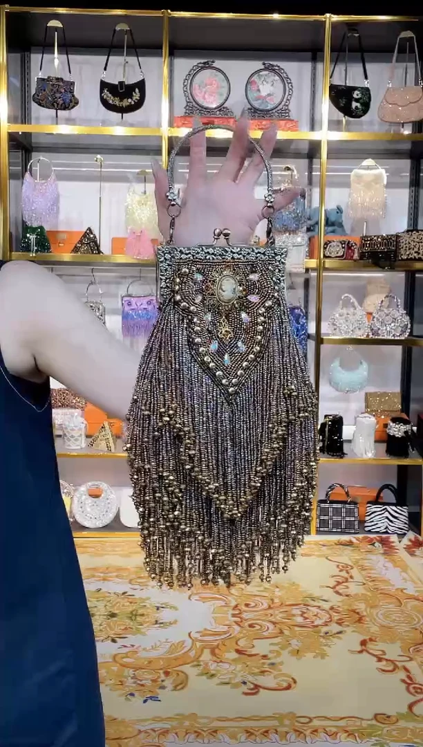 织物小*爷珠韵恒泽重工串珠手提包直播间女神专拍