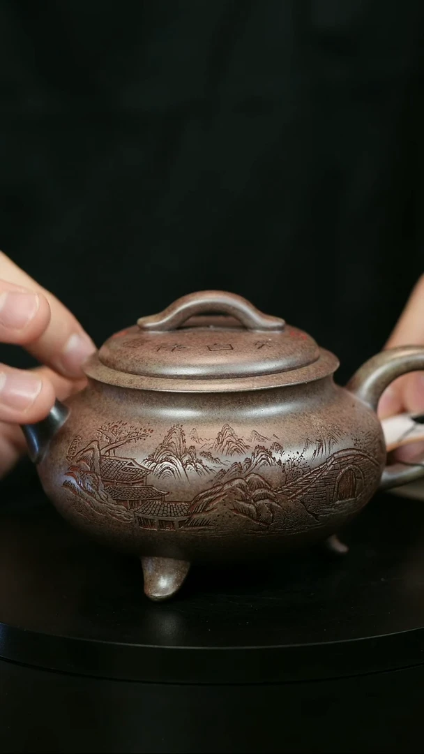 茶壶紫砂墨***墨H2244李小琴段泥三足圆炉