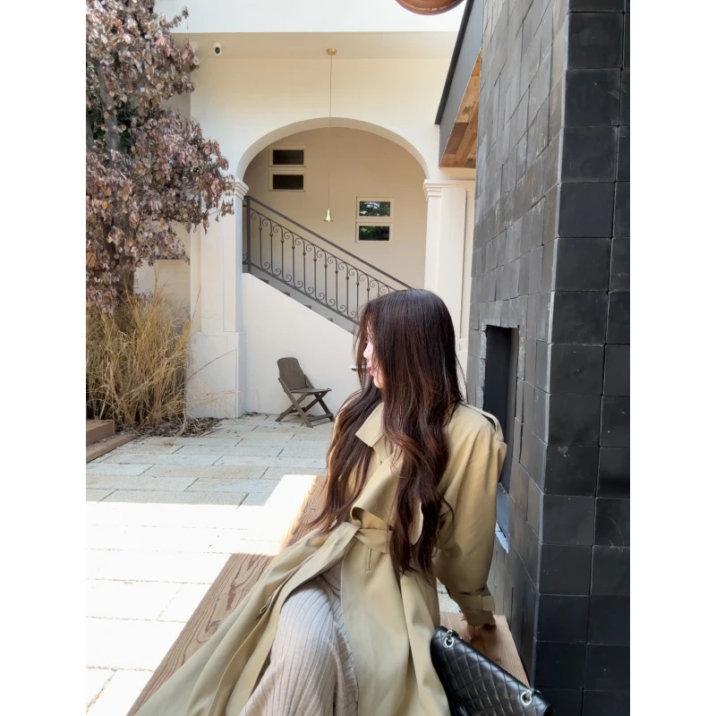 一只雪雪【晚风落叶】新款秋季百搭法式时尚时装韩版宽松风衣外套