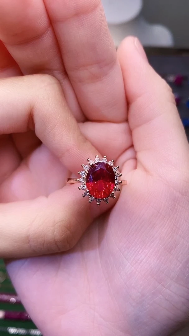 银S925镶嵌戒指红宝石156