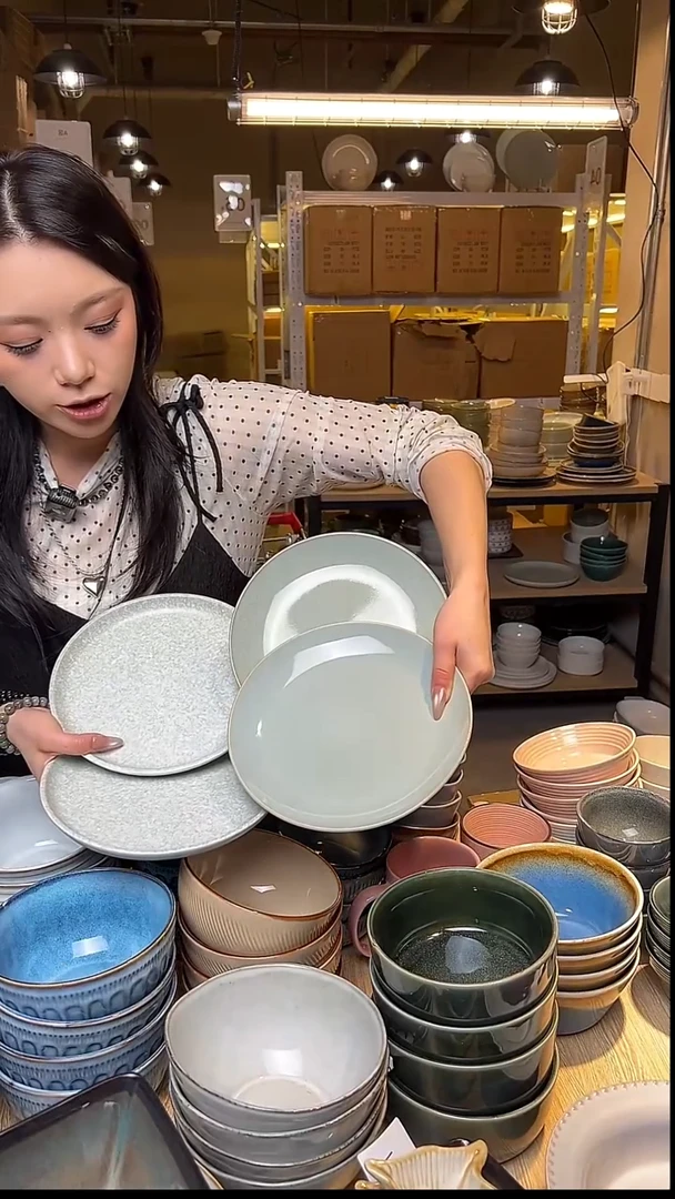 瓷88外贸尾货窑变釉下彩默外微瑕（青烟色）