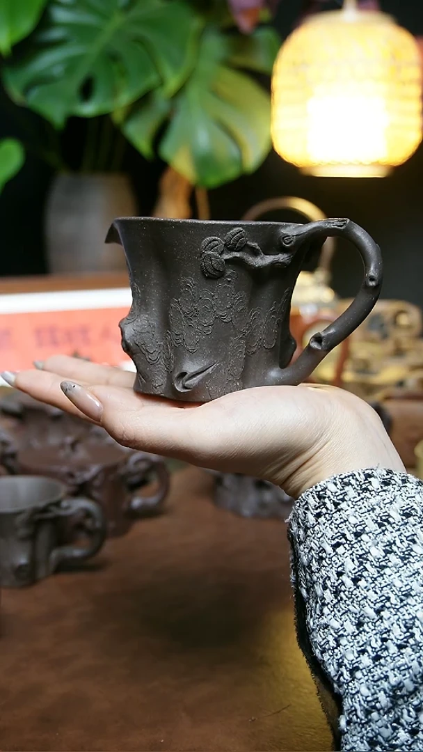 茶杯紫砂全手天青松桩公道