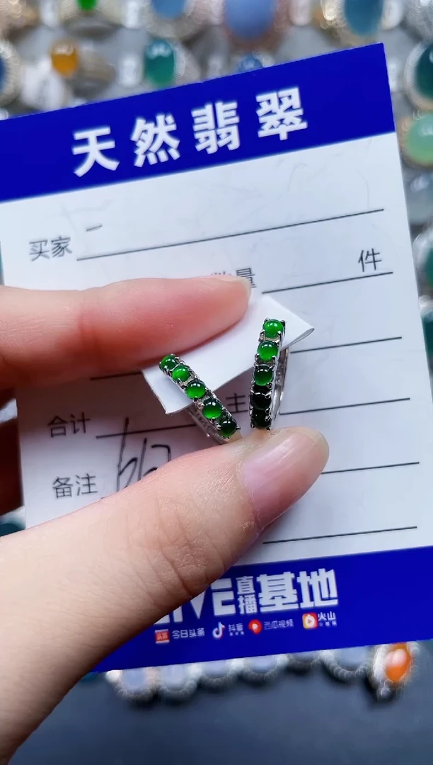 银S925镶嵌翡翠耳饰667