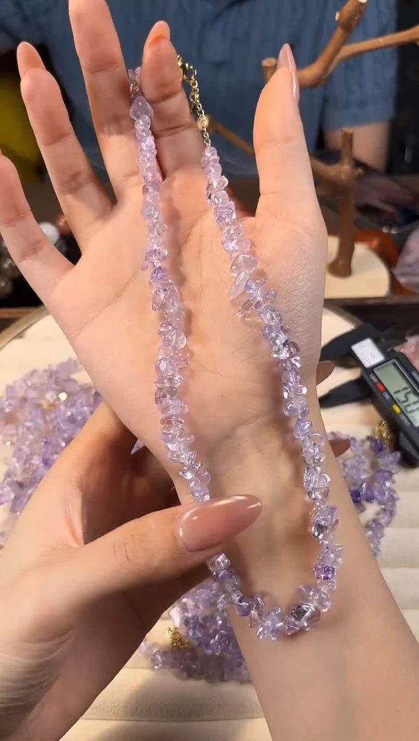 项链未镶嵌水晶紫水碎石项链