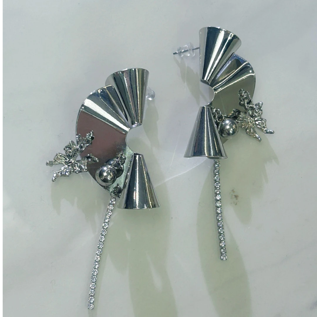 纯铜锆石耳饰  BABIEA简饰 2025秋冬新款耳饰【银扇仙踪】GU035