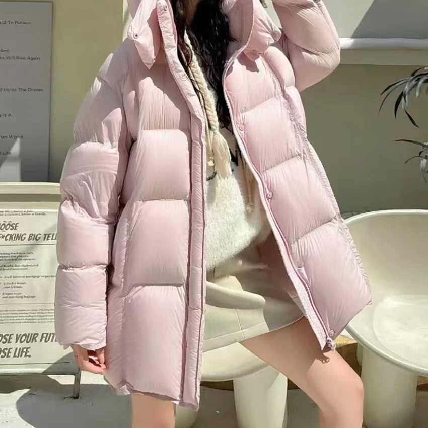 811 AA81冬季新款连帽宽松云朵泡芙款95白鸭绒女中长宽显瘦加厚