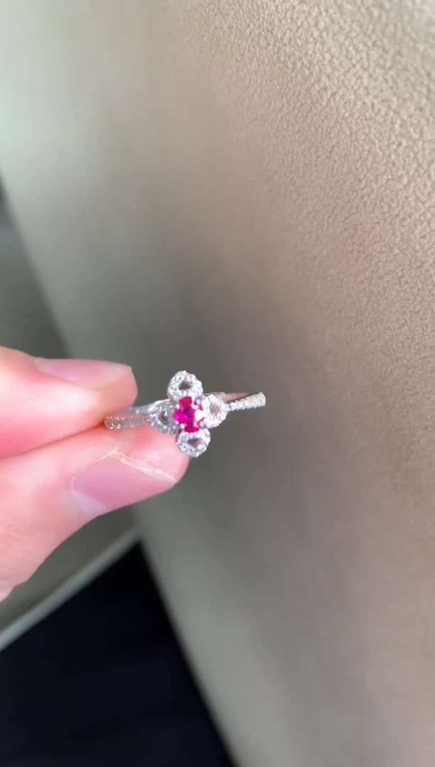 银S925镶嵌戒指红宝石戒指