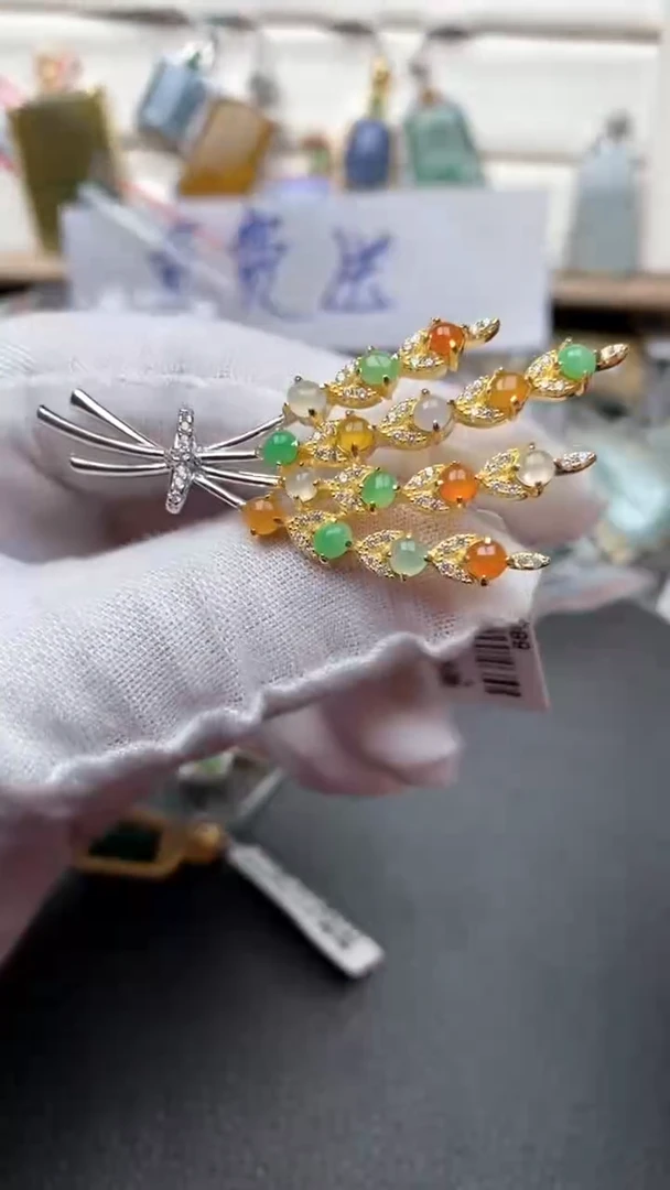 银S925镶嵌戒指翡翠1