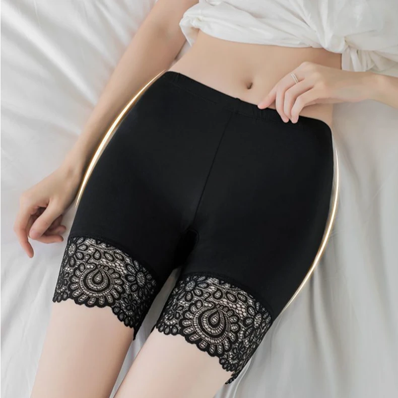 提臀紧身蕾丝防走光安全裤女夏季大码保险裤薄款透气无痕不卷边