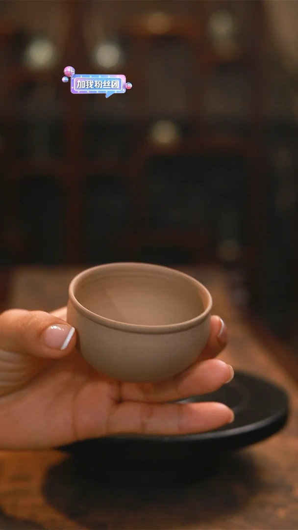素烧纯手工福缸杯一对