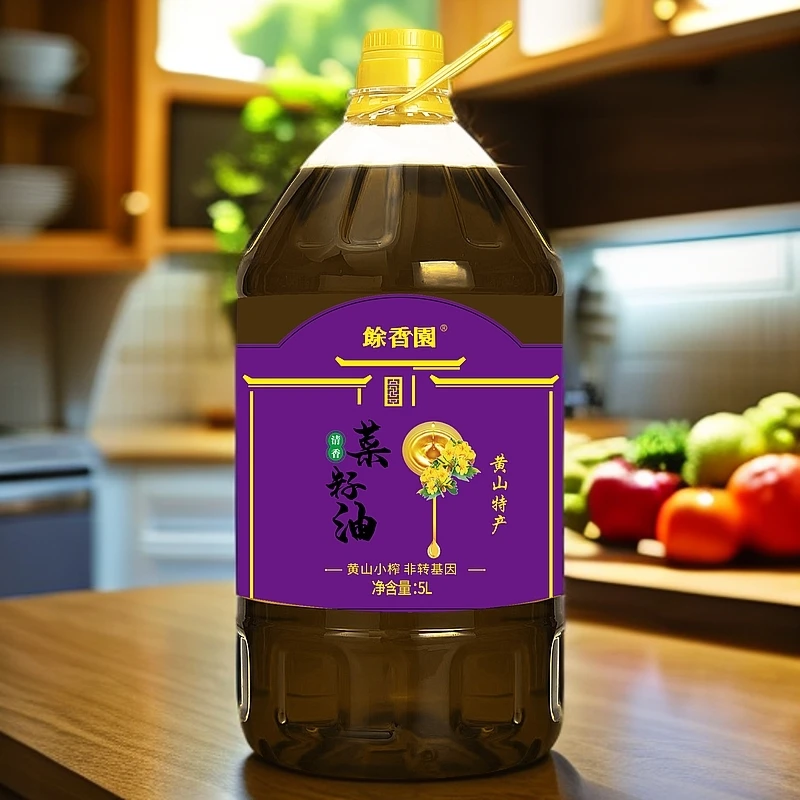 浓香菜籽油5L9.2斤家庭装农户小种油菜籽物理压榨菜籽油小榨油