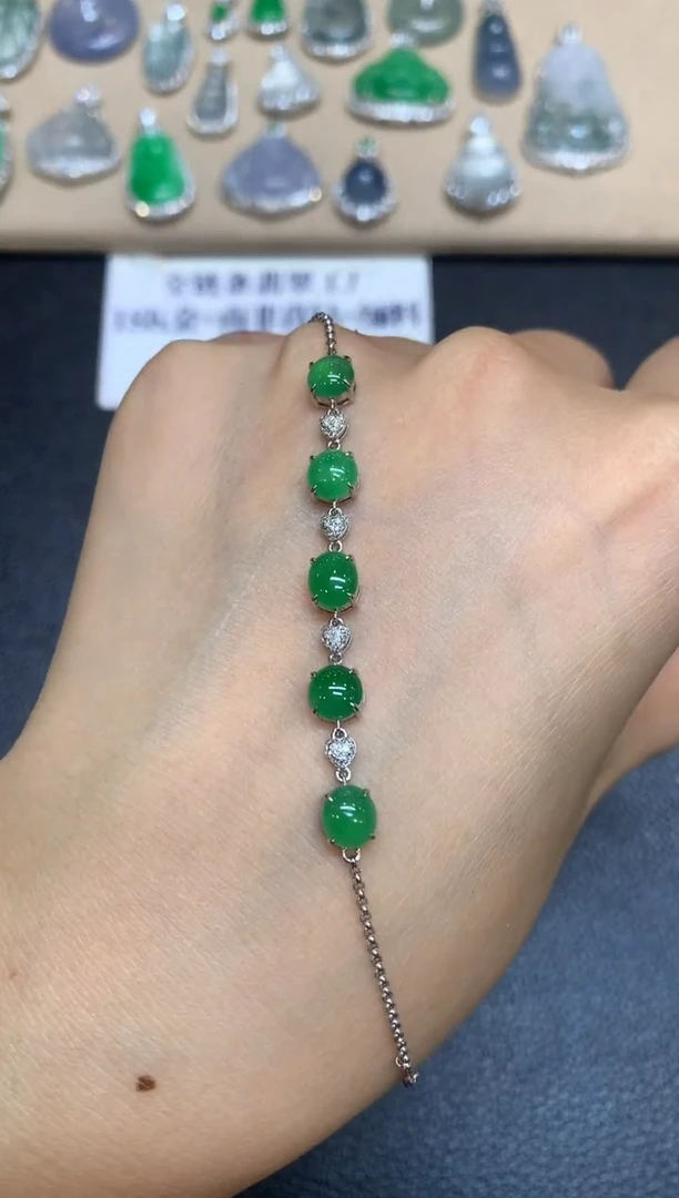 18K金镶嵌手链翡翠蛋面【无服务费【48小时鉴赏期】
