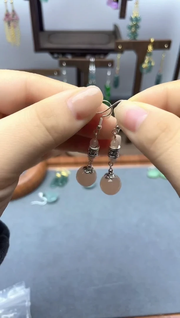 银S925镶嵌和田玉耳饰112200