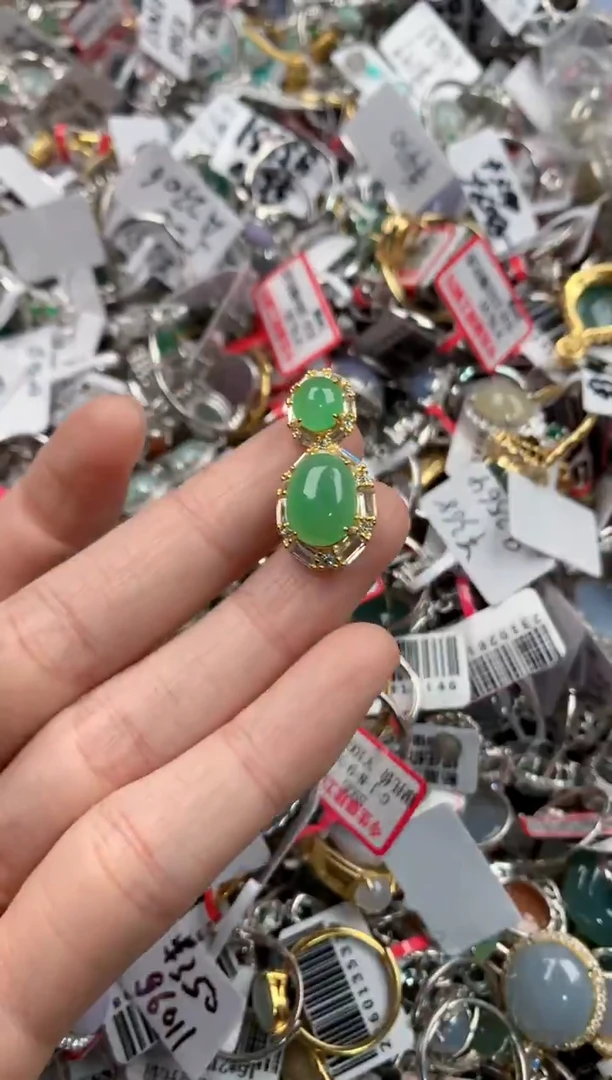 银S925镶嵌戒指翡翠555   3