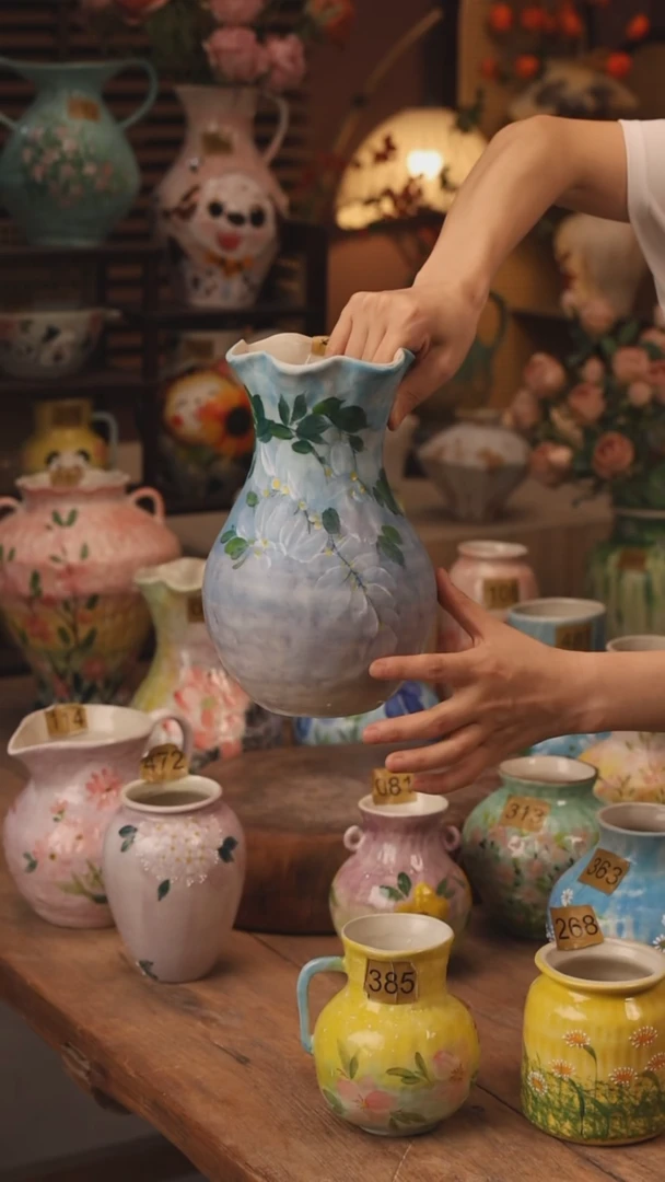 陶瓷377景德镇设计师手作花器摆件侘寂风