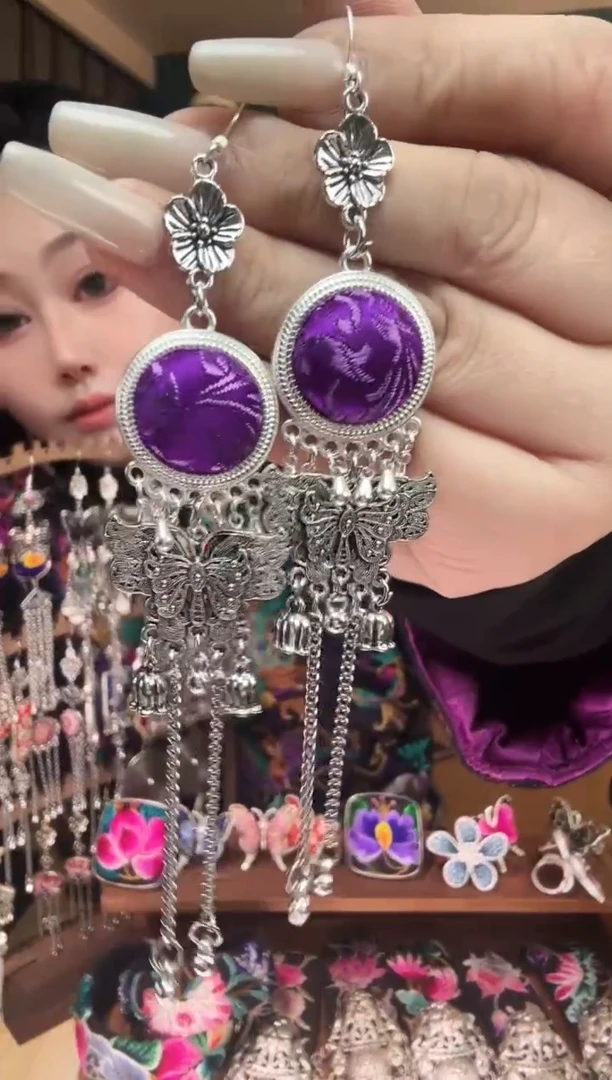 刺绣纯手工民族风刺绣耳环