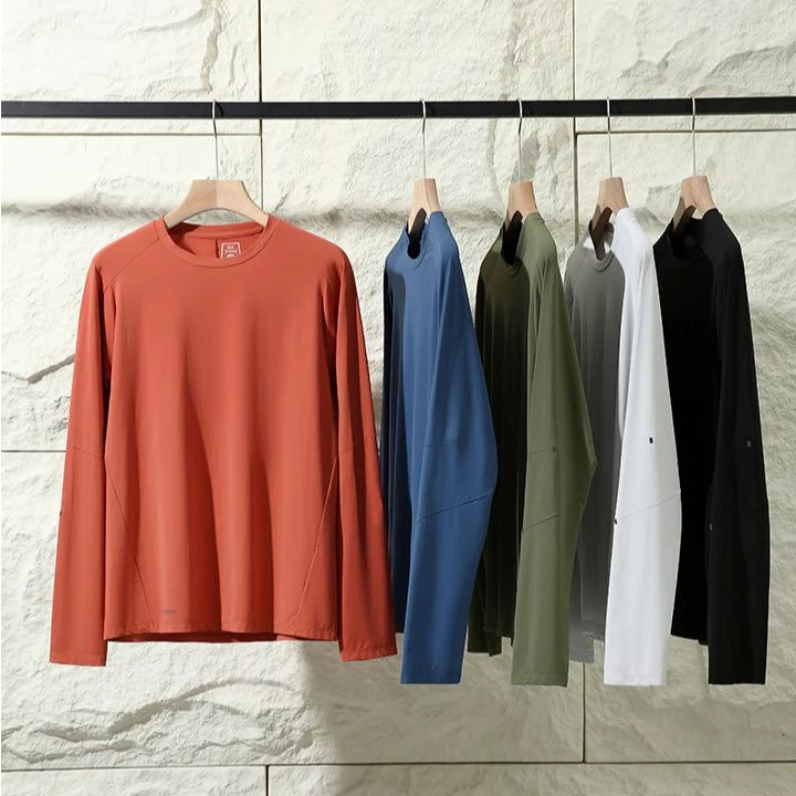 爆款春夏男女情侣户外防晒运动健身跑步速干打底长袖T恤