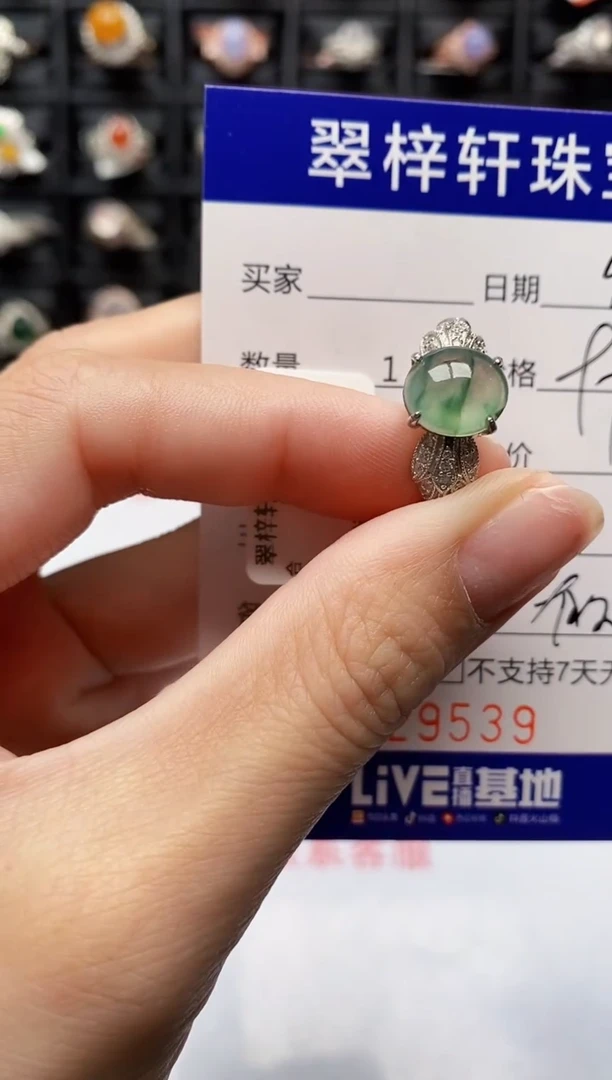 银S925镶嵌戒指翡翠9539