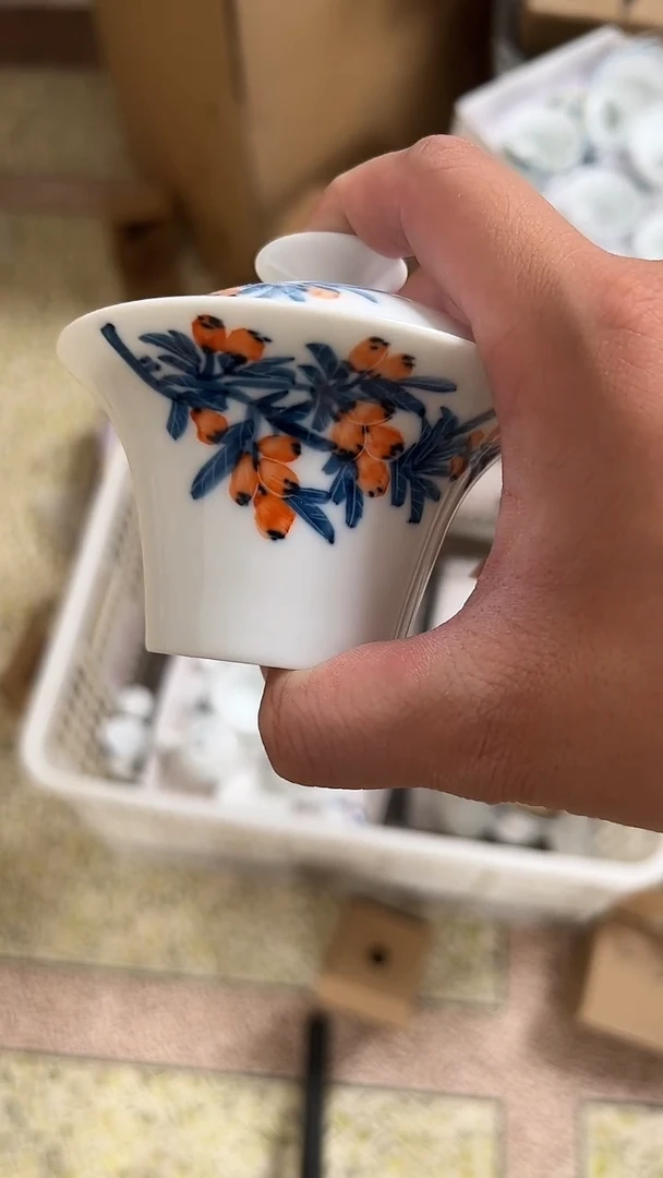 微瑕琵琶二才马蹄盖碗