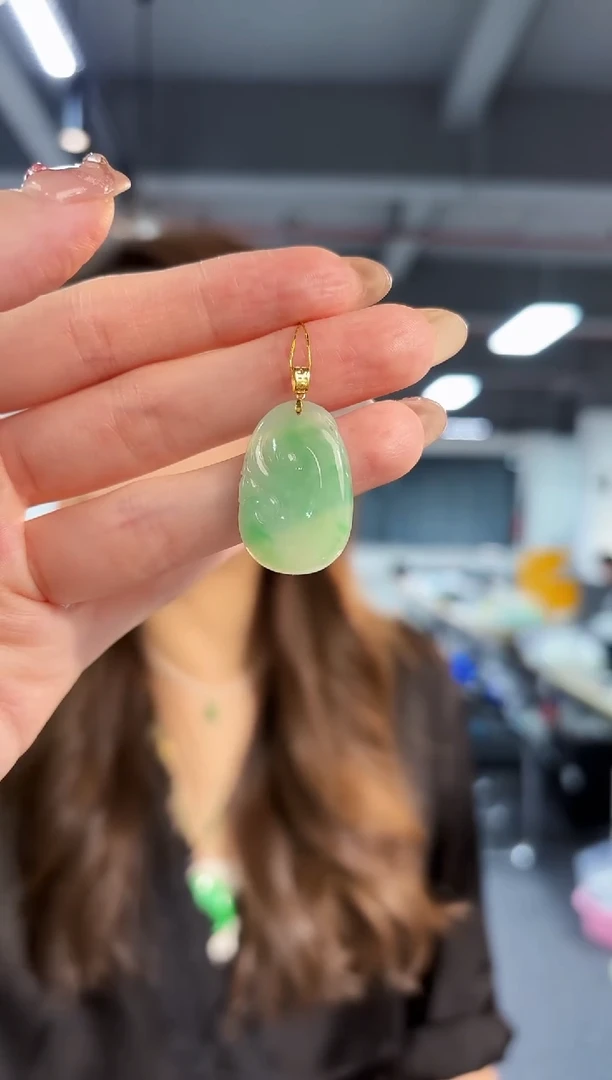 【闪购商品】翡翠吊坠(不含链)18K金镶嵌缅料A货/支持复检/一件