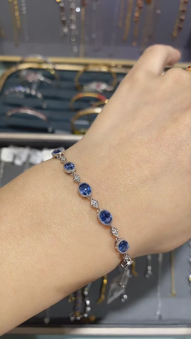 【闪购商品】蓝宝石手链18K金镶嵌手链