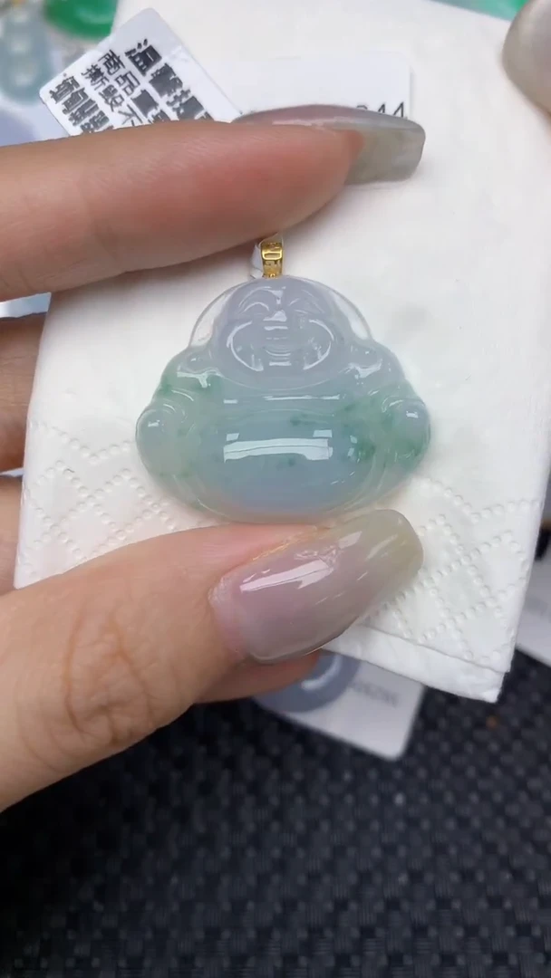 颈饰18K金镶嵌翡翠天然缅甸翡翠a货百元以上9元证书费自理