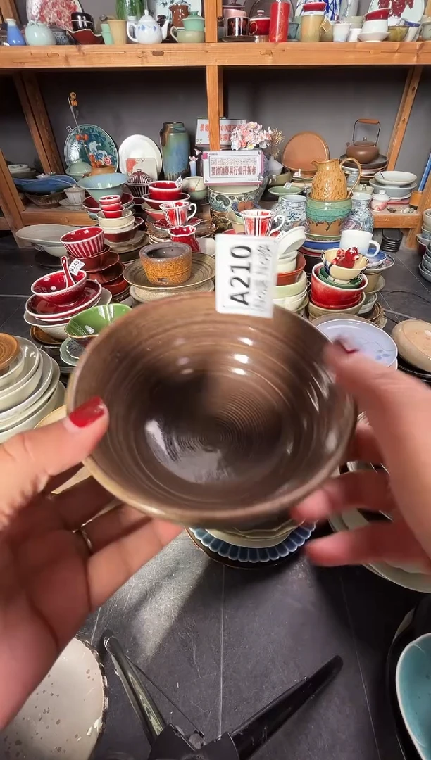 瓷片花**菜a210手工螺纹深碗福利