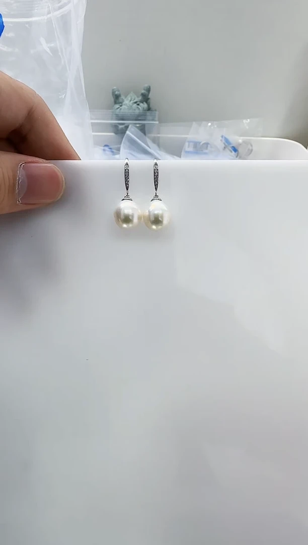 【闪购商品】淡水珍珠DA银S925镶嵌b559 白珠耳环10