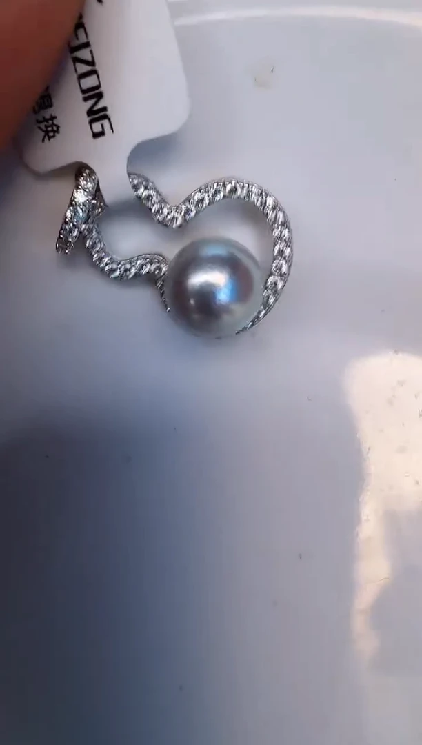 海水珍珠银S925镶嵌颈饰吊坠